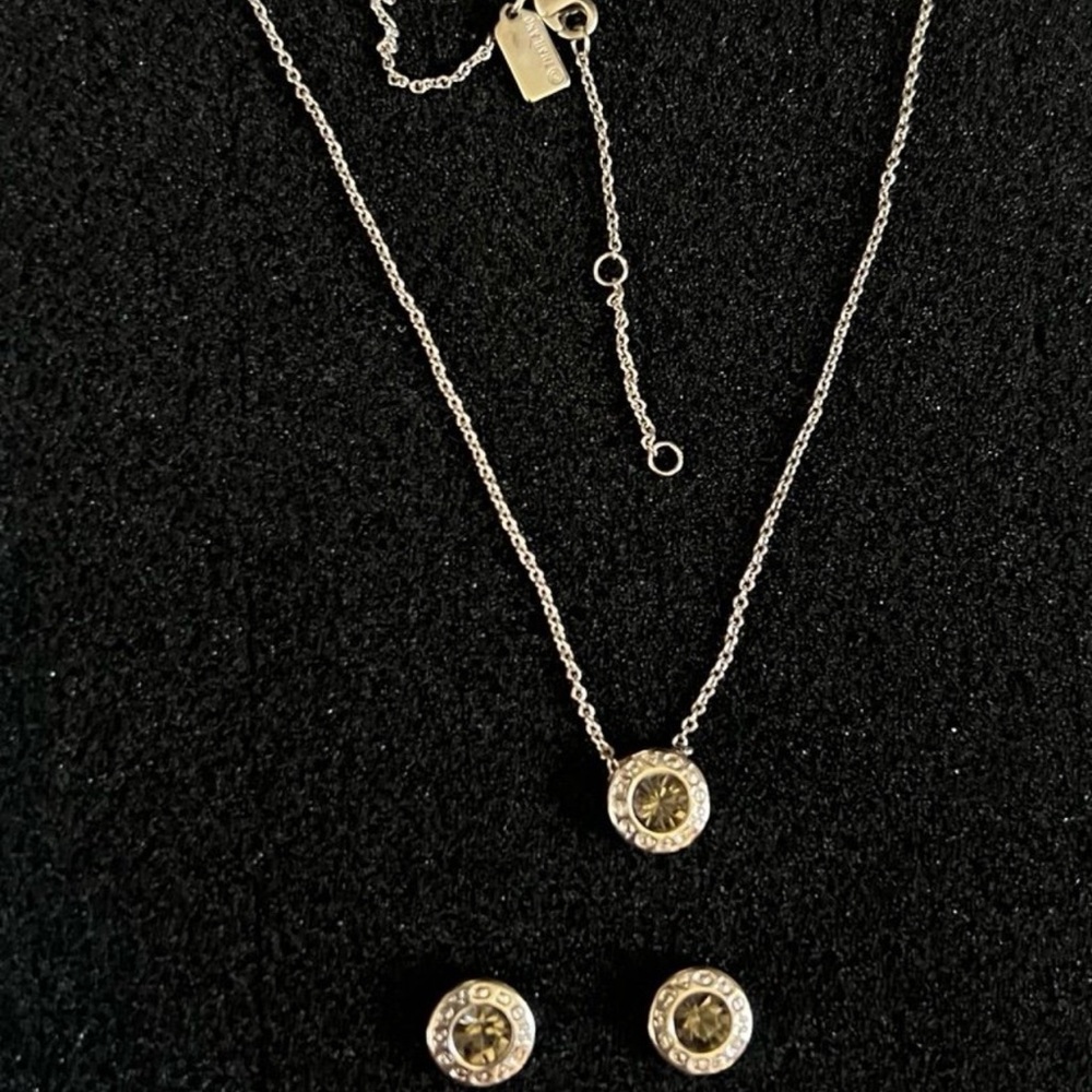 Coach Open Circle Stone necklace and stud earrings set - Picture 2 of 5